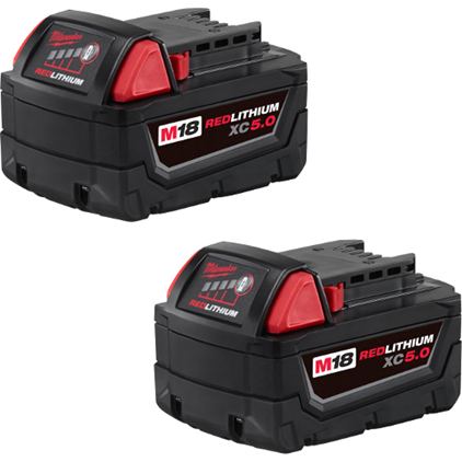 BATTERY 18V LITHIUM 2PACK EXTENDED CAP 5.0 - Batteries & Chargers